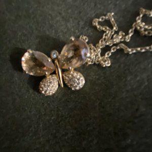 Swarovski Butterfly Crystal Studded Gold Tone